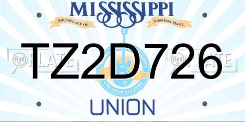 TZ2D726 Mississippi License Plate