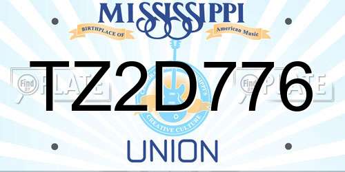 TZ2D776 Mississippi License Plate