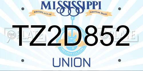 TZ2D852 Mississippi License Plate