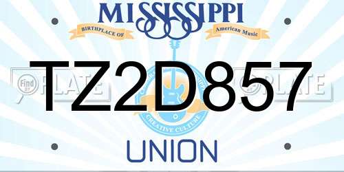 TZ2D857 Mississippi License Plate