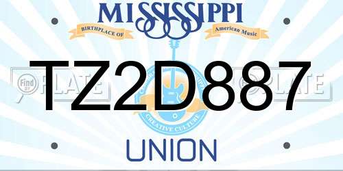 TZ2D887 Mississippi License Plate