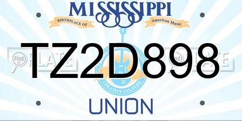 TZ2D898 Mississippi License Plate