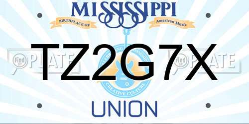TZ2G7X Mississippi License Plate