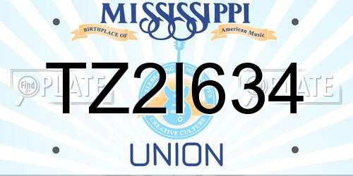 TZ2I634 Mississippi License Plate