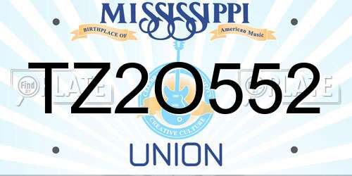TZ2O552 Mississippi License Plate