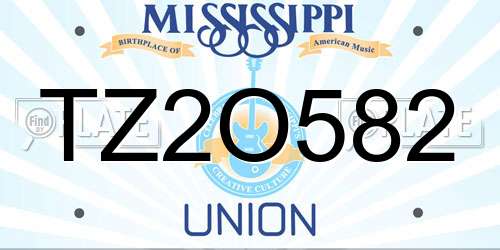 TZ2O582 Mississippi License Plate