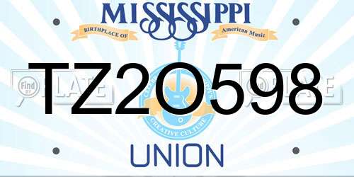 TZ2O598 Mississippi License Plate