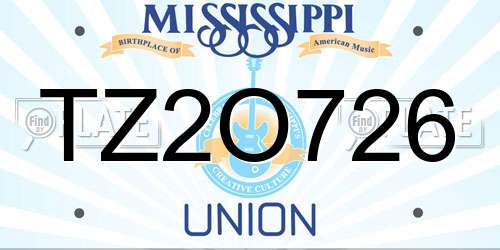 TZ2O726 Mississippi License Plate