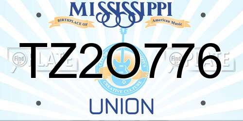 TZ2O776 Mississippi License Plate