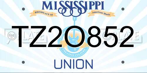 TZ2O852 Mississippi License Plate