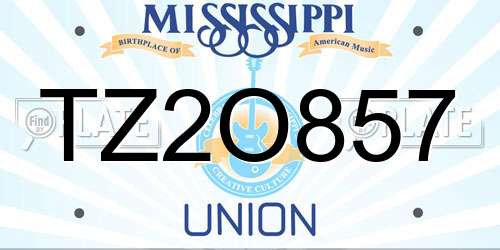 TZ2O857 Mississippi License Plate