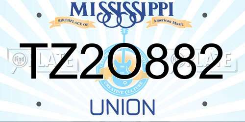 TZ2O882 Mississippi License Plate