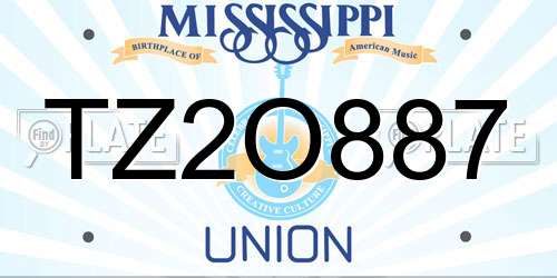TZ2O887 Mississippi License Plate