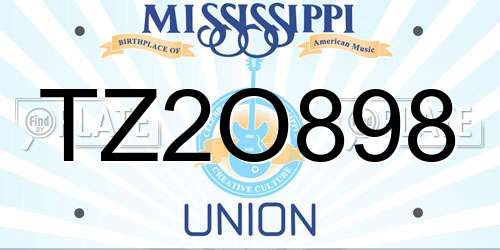 TZ2O898 Mississippi License Plate