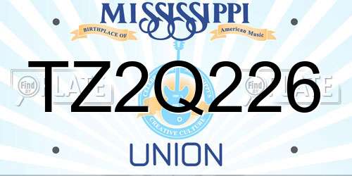 TZ2Q226 Mississippi License Plate