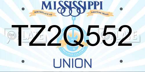 TZ2Q552 Mississippi License Plate