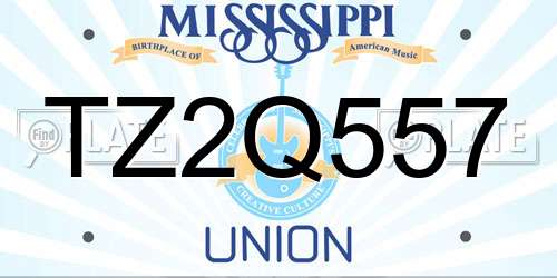 TZ2Q557 Mississippi License Plate
