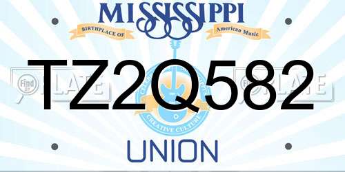TZ2Q582 Mississippi License Plate