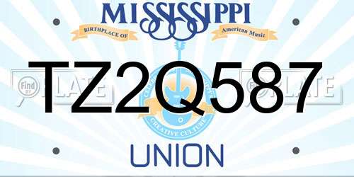 TZ2Q587 Mississippi License Plate