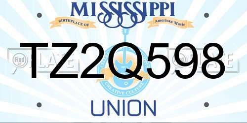 TZ2Q598 Mississippi License Plate