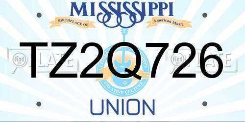 TZ2Q726 Mississippi License Plate