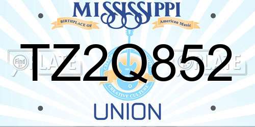 TZ2Q852 Mississippi License Plate
