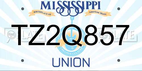 TZ2Q857 Mississippi License Plate
