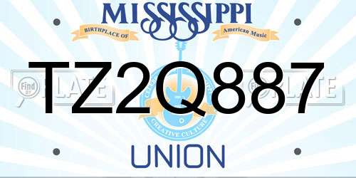 TZ2Q887 Mississippi License Plate