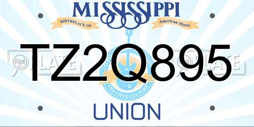 TZ2Q895 Mississippi License Plate