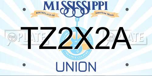 TZ2X2A Mississippi License Plate