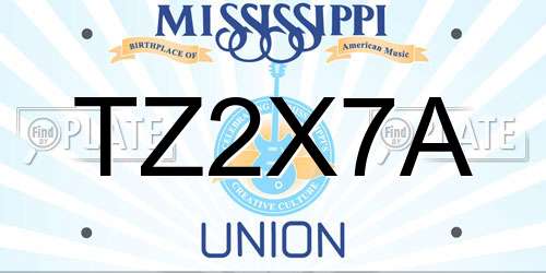 TZ2X7A Mississippi License Plate