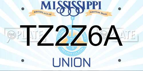 TZ2Z6A Mississippi License Plate