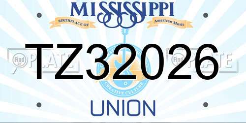 TZ32026 Mississippi License Plate