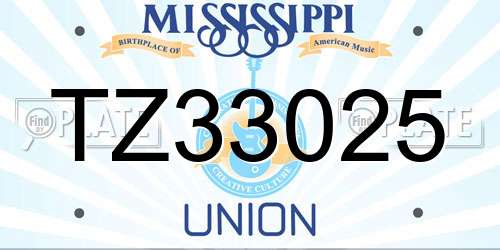 TZ33025 Mississippi License Plate
