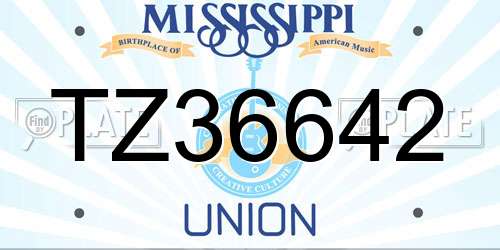 TZ36642 Mississippi License Plate