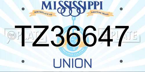 TZ36647 Mississippi License Plate