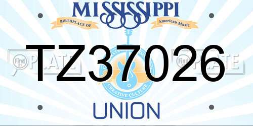 TZ37026 Mississippi License Plate