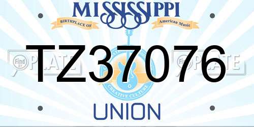 TZ37076 Mississippi License Plate