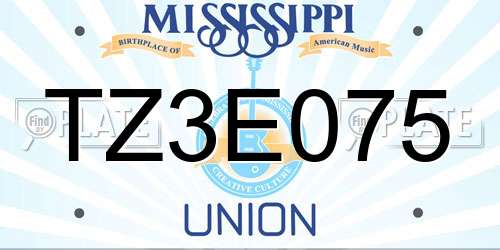 TZ3E075 Mississippi License Plate