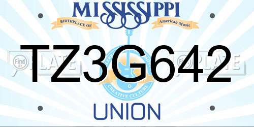 TZ3G642 Mississippi License Plate