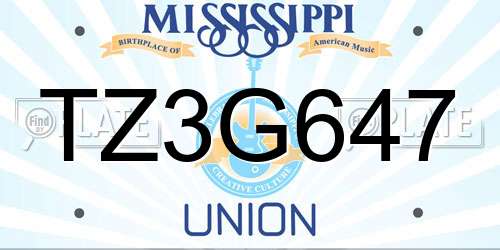 TZ3G647 Mississippi License Plate