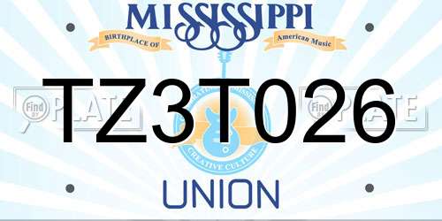 TZ3T026 Mississippi License Plate