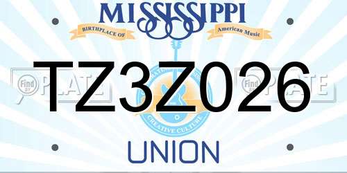 TZ3Z026 Mississippi License Plate