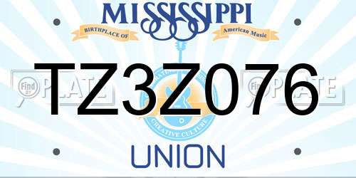 TZ3Z076 Mississippi License Plate