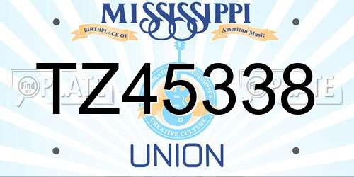 TZ45338 Mississippi License Plate