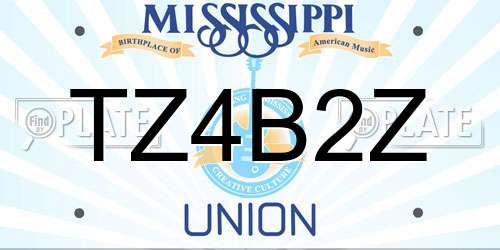 TZ4B2Z Mississippi License Plate