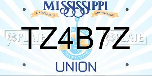 TZ4B7Z Mississippi License Plate