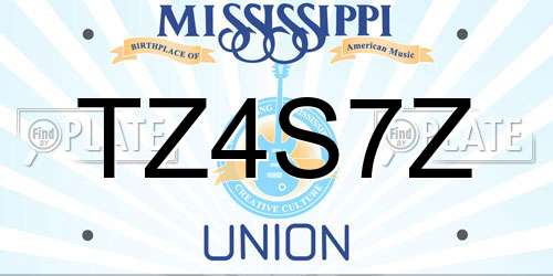 TZ4S7Z Mississippi License Plate