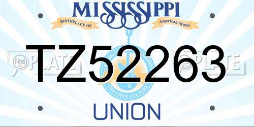 TZ52263 Mississippi License Plate