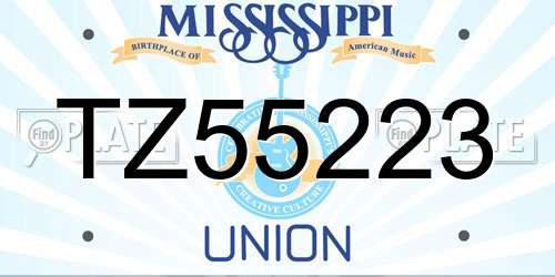 TZ55223 Mississippi License Plate